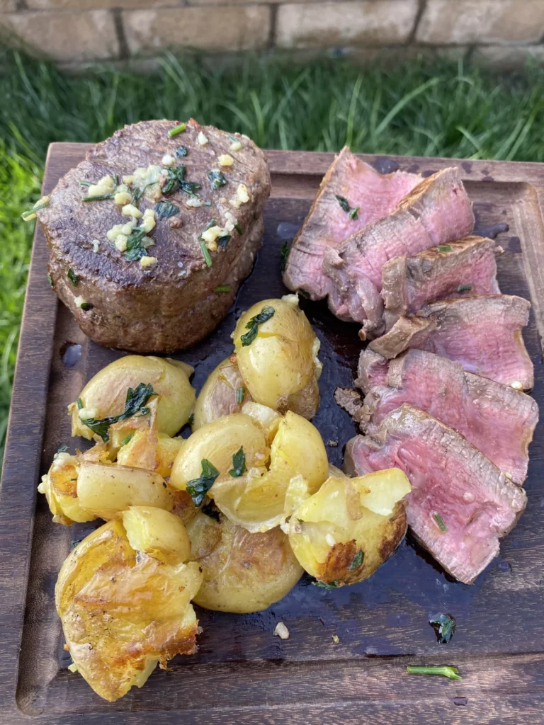 steak and potatoes