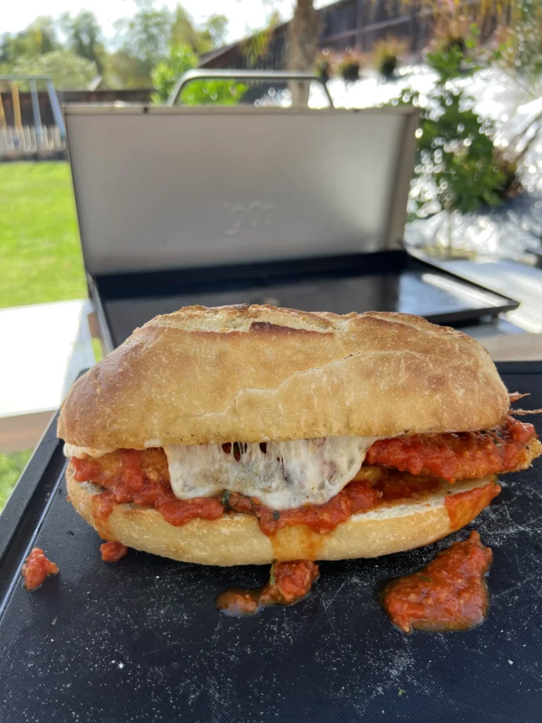 shallow fried sandwich on a cutting board