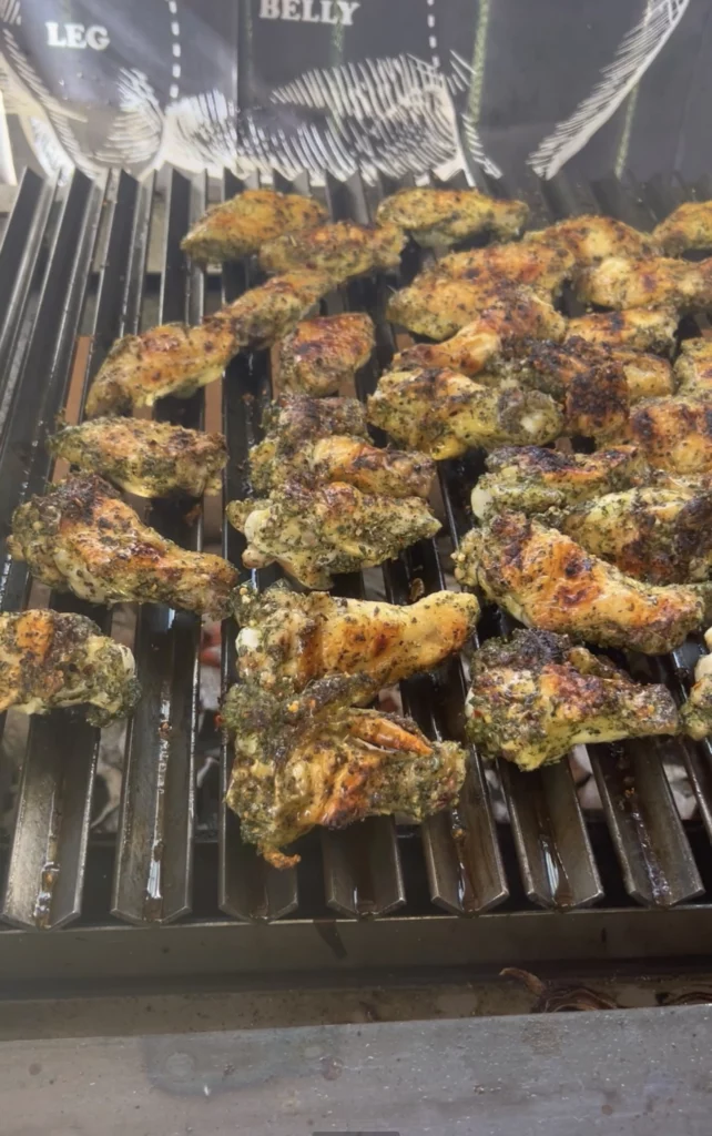 hot maple wings on the grill