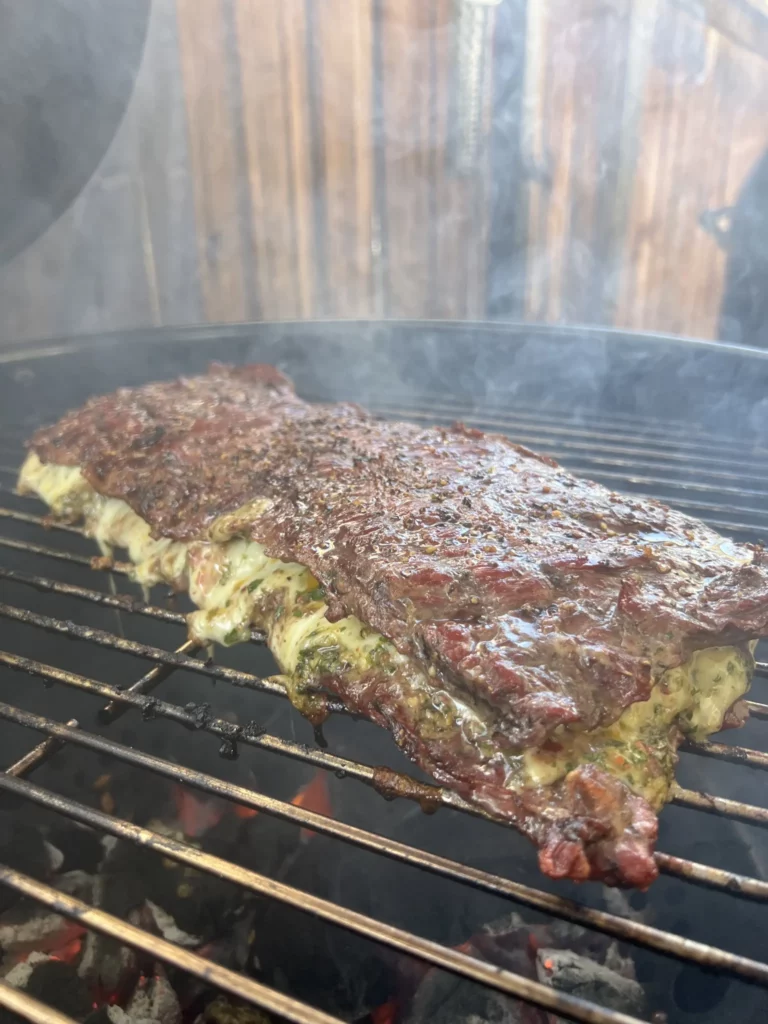 stuffed skirt steak on the grill