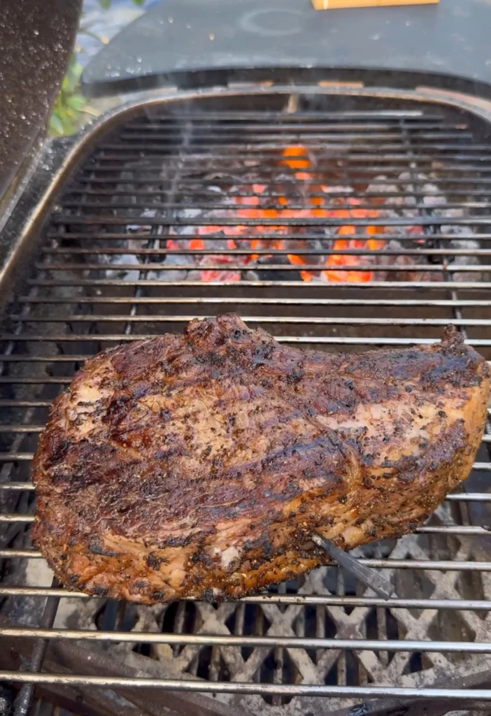 smoked steak on the grill