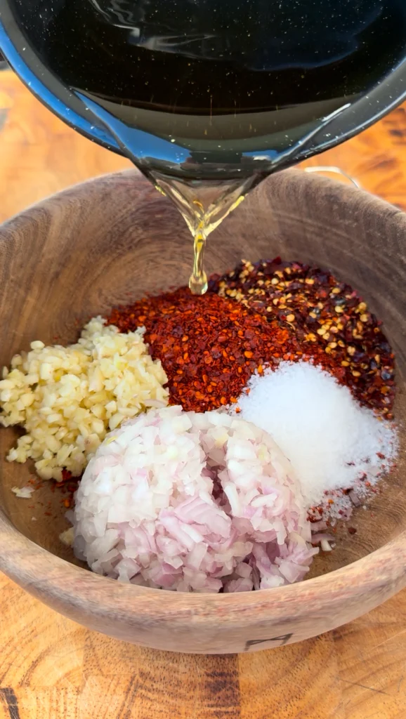 making the chili oil