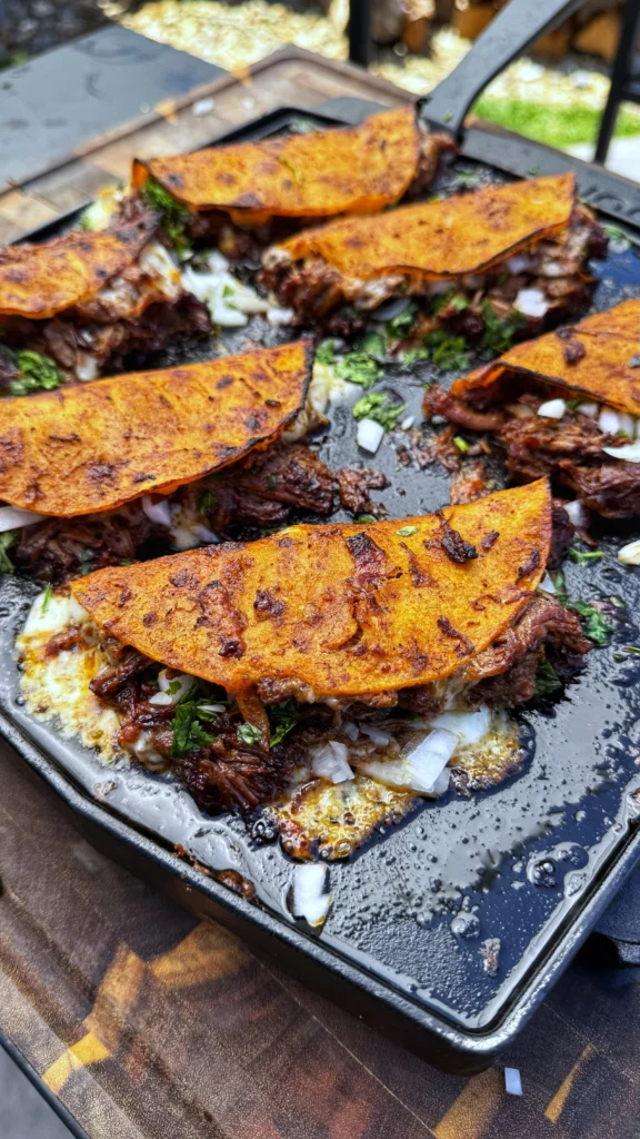 easy birria tacos on a griddle