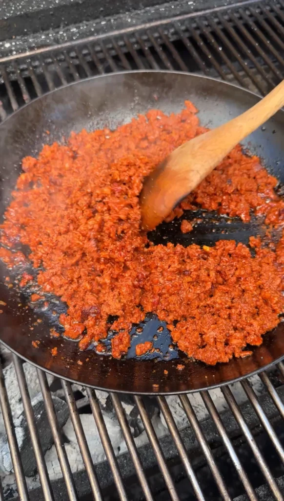 prepped chorizo in a pan