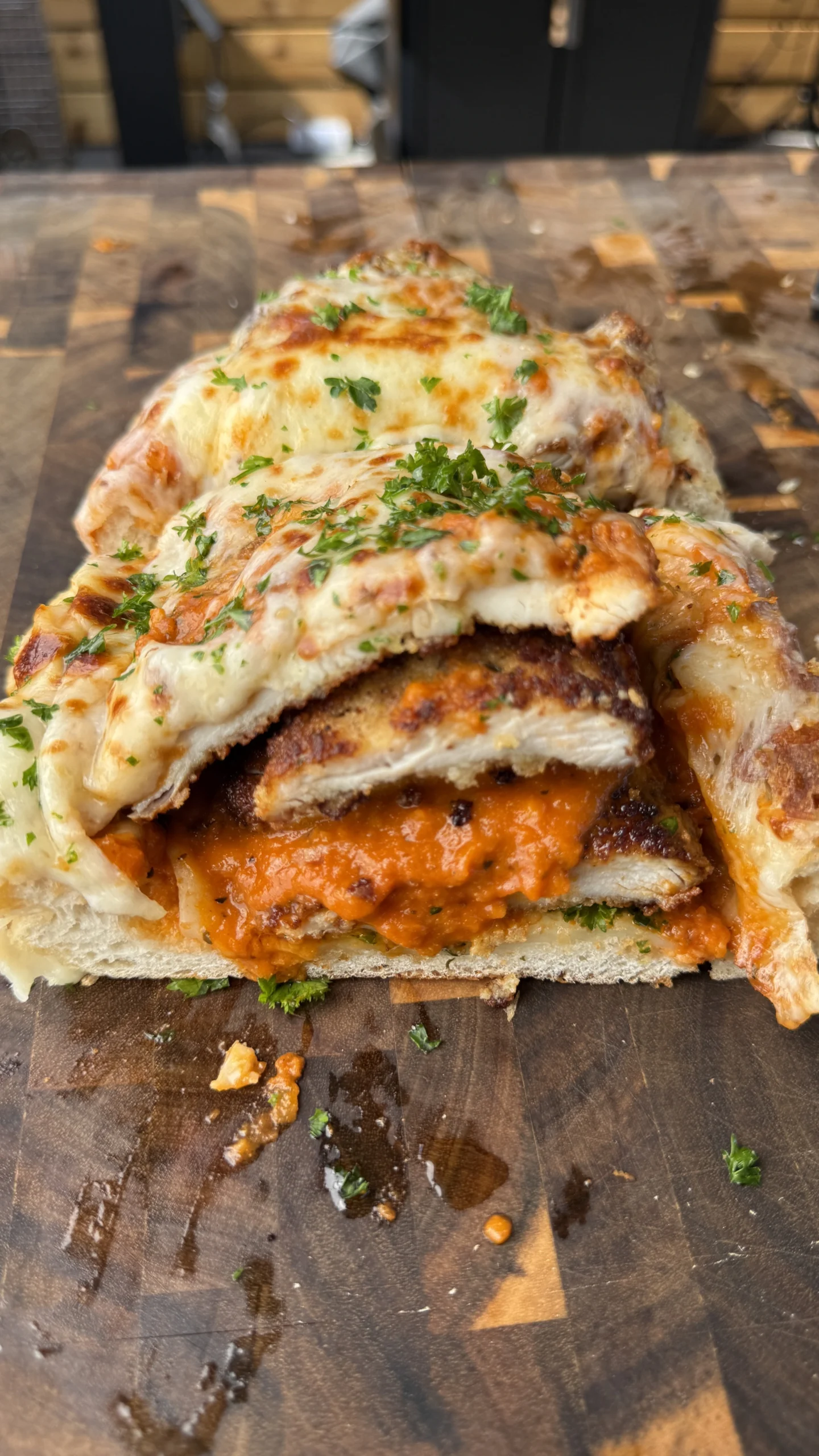 parmesan chicken bread boat