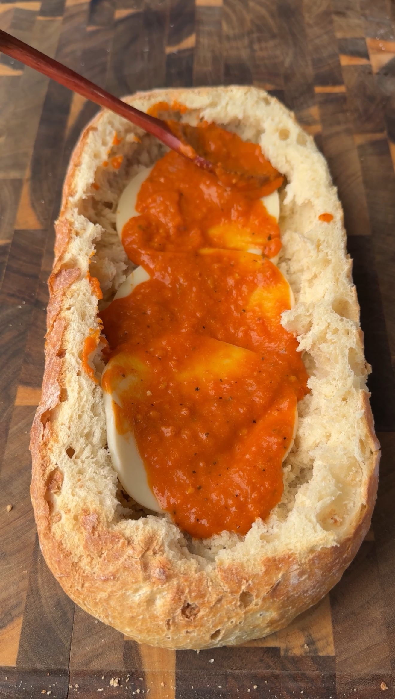 assembling the bread boat