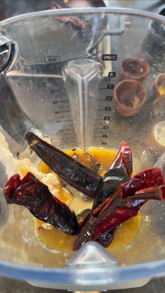 blending ingredients for the sauce