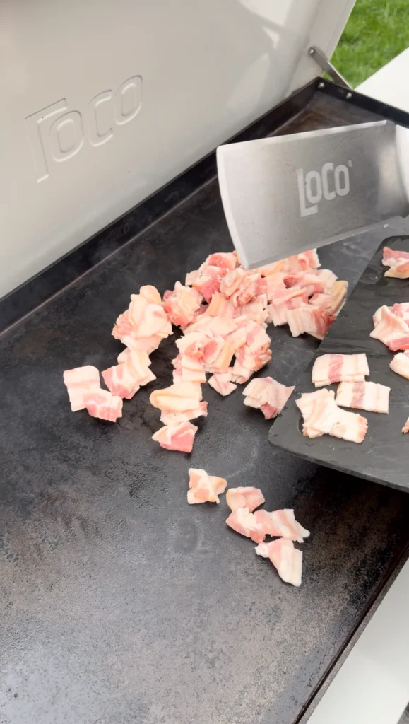 cooking bacon on the loco griddle
