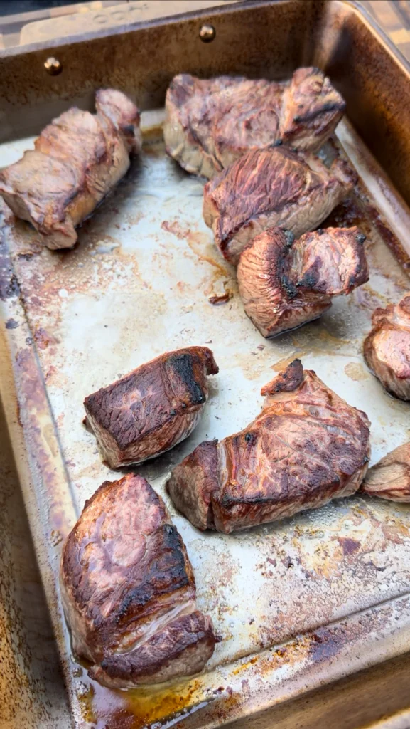 searing the chuck roast for the tacos