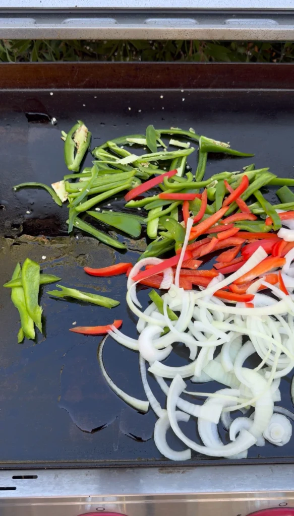 vegetables on the griddle 