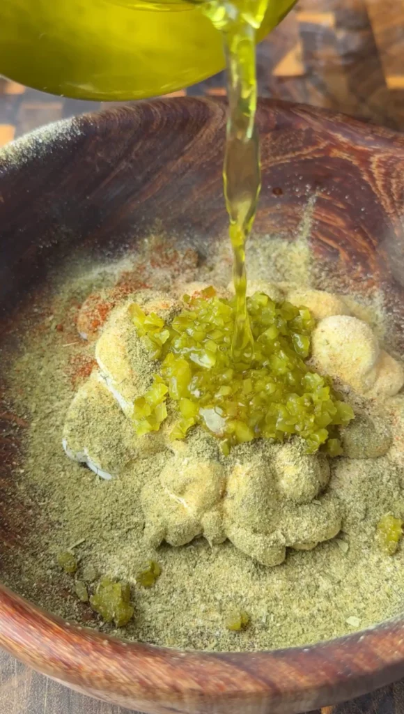 pickle juice brine being made in a bowl