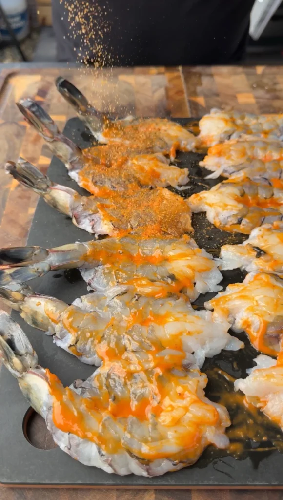 butterfly shrimp on the cutting board