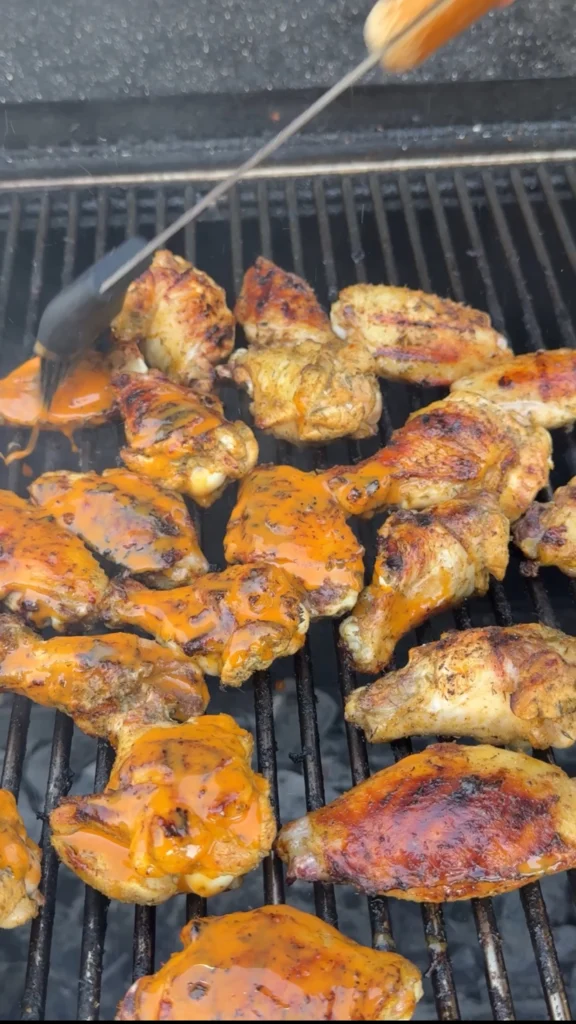 grilled chicken wings on a grill