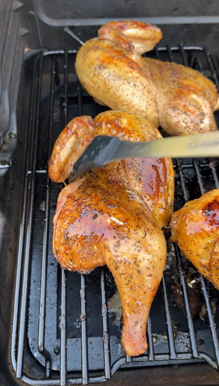 Cajun Brined Smoked Half Chickens with Honey Hot Glaze - Southern BBQ Perfection
