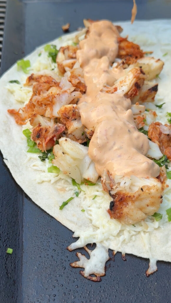 lobster quesadilla on a plate