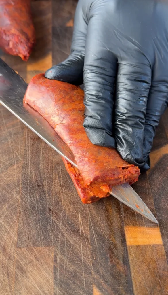 getting the chorizo ready for the tacos