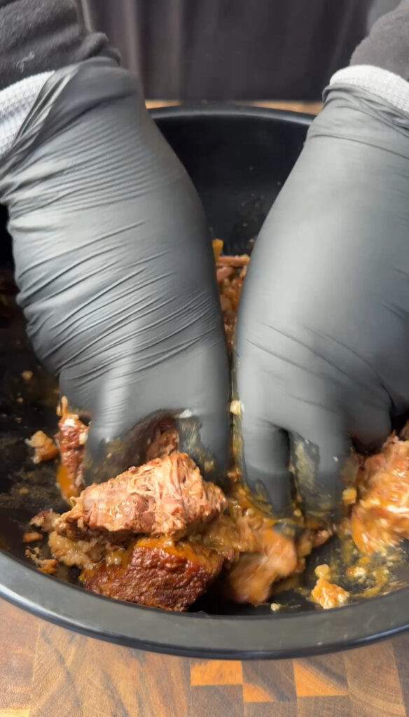 shredded beef in a bowl