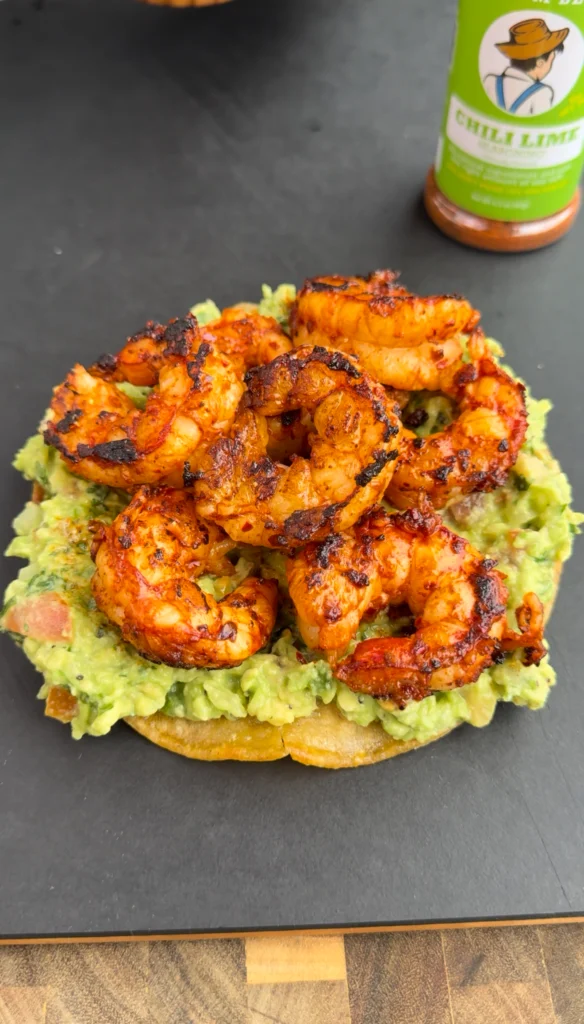 shrimp tostadas on a cutting board