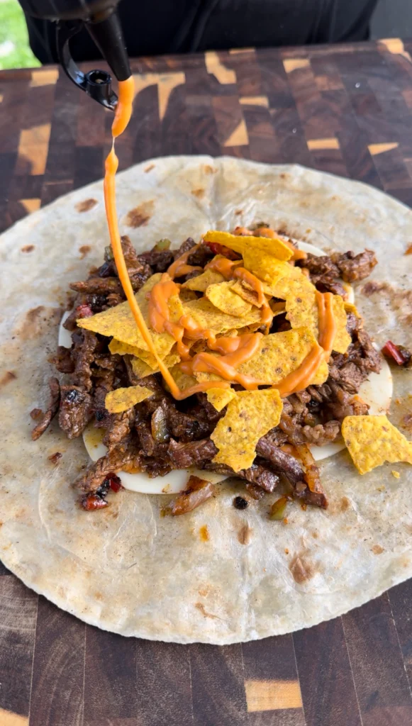 griddled cheesesteak crunchwrap sauce