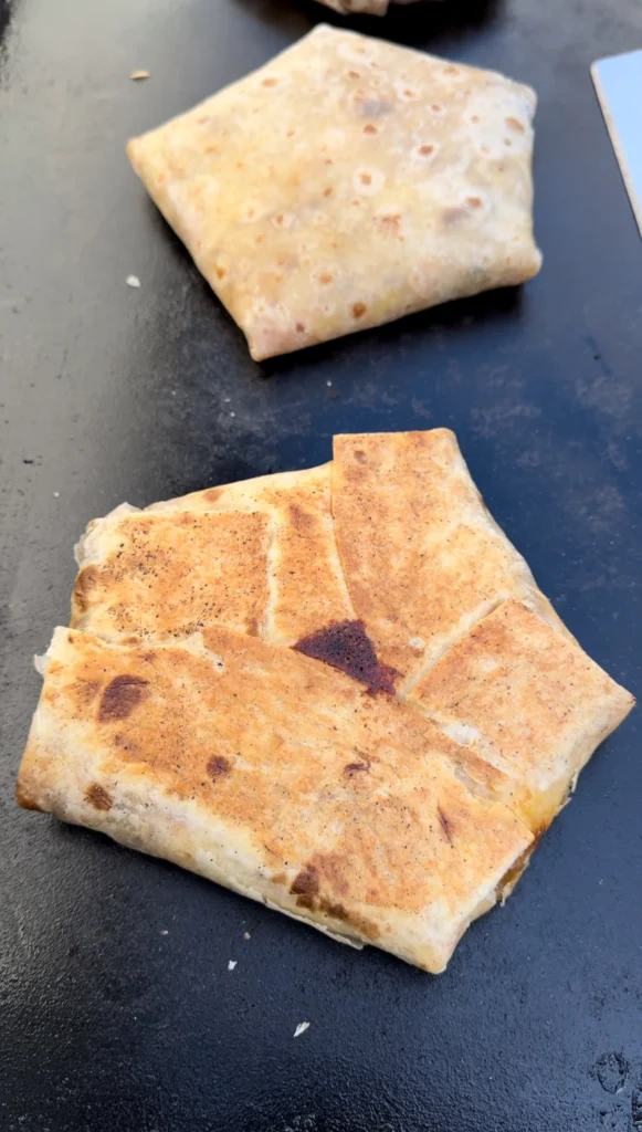 browned crunchwraps on the griddle