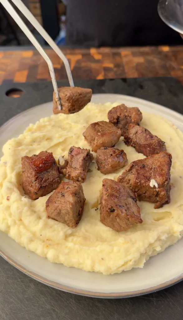 combined steak and mashed potatoes