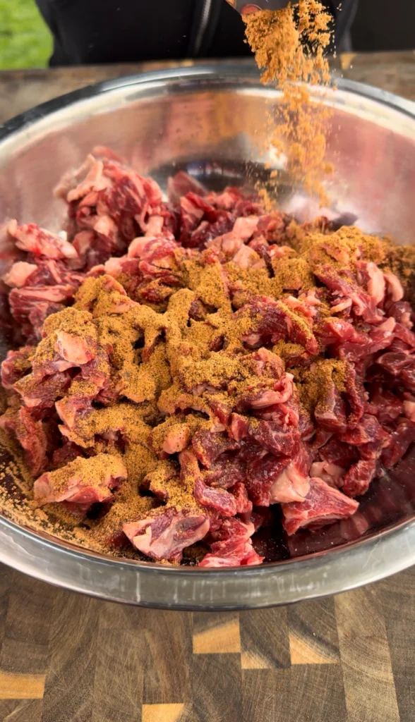 carne asada with seasoning on it
