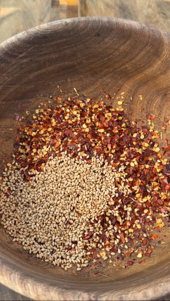 homemade chili oil in a bowl