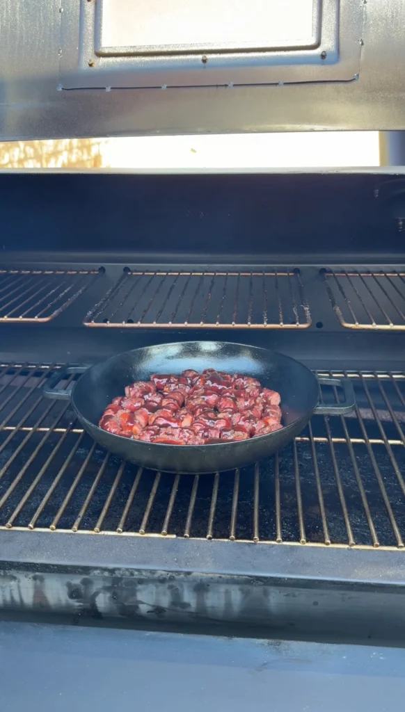Honey BBQ hotdog pinecones with ridges holding sauce