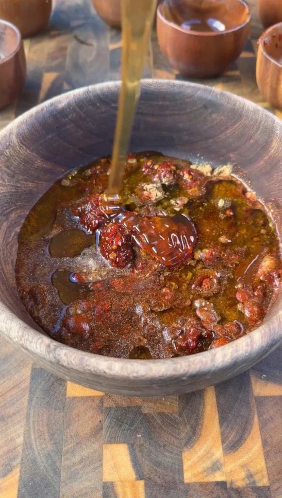 Honey chipotle sauce being made