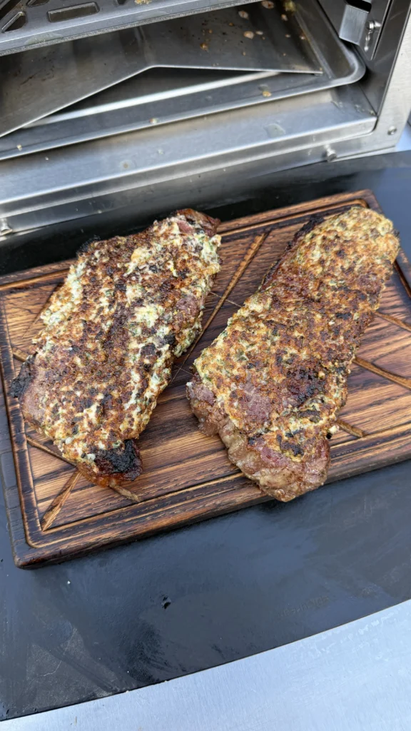 perfect cheese crusted new york strips