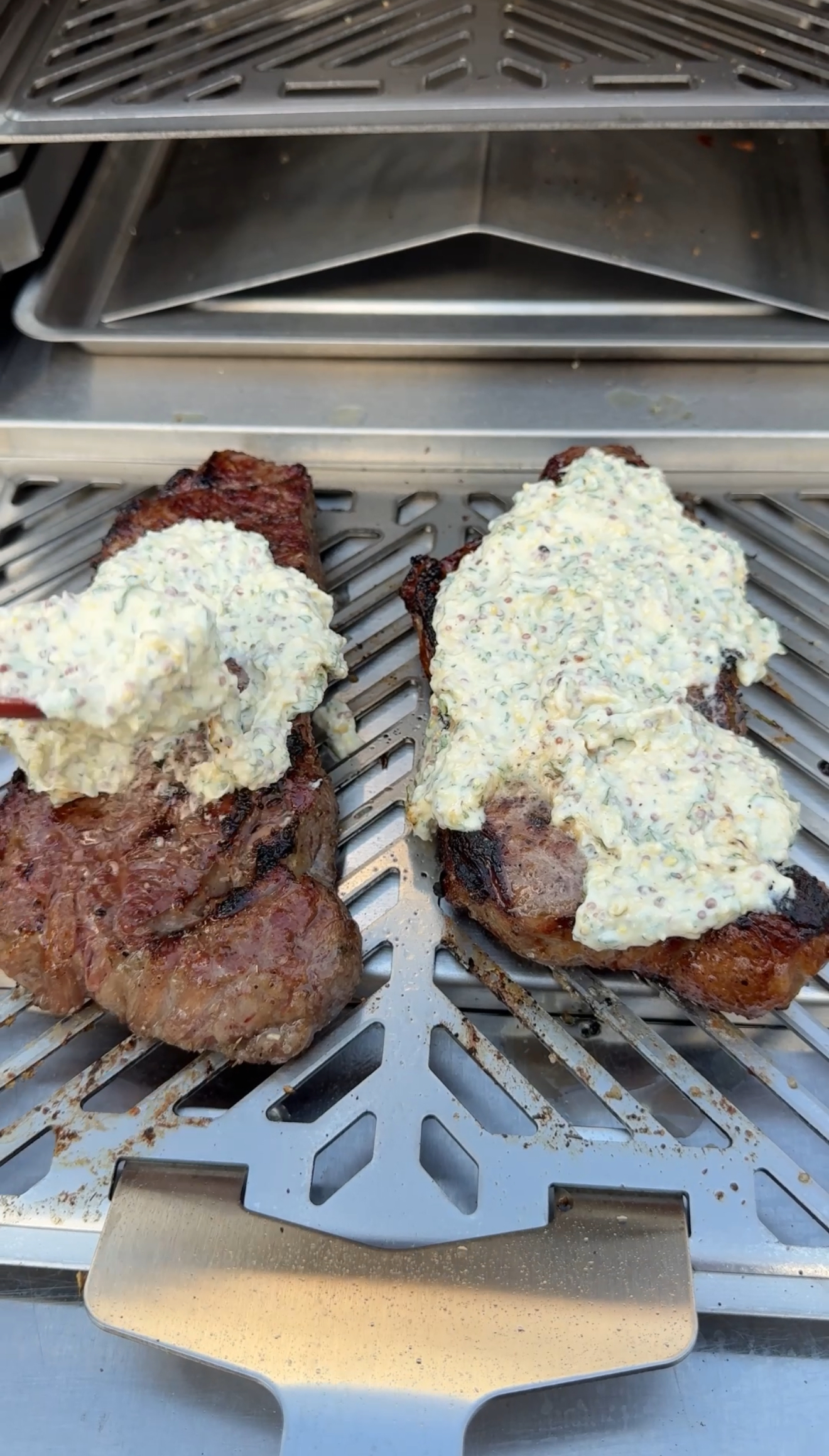 cheese crusted new york strips