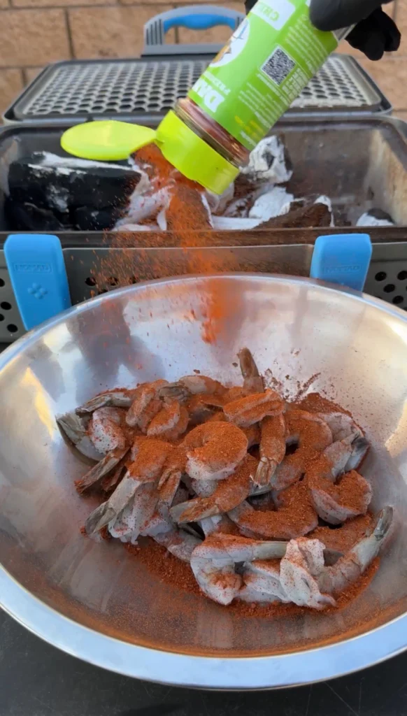 seasoned shrimp in the bowl
