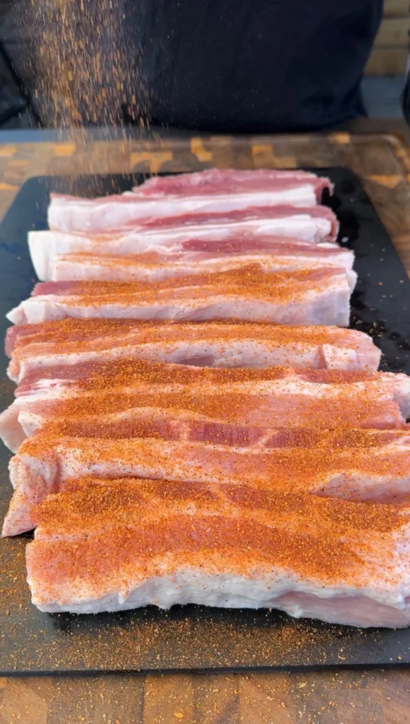 sliced pork belly with seasoning