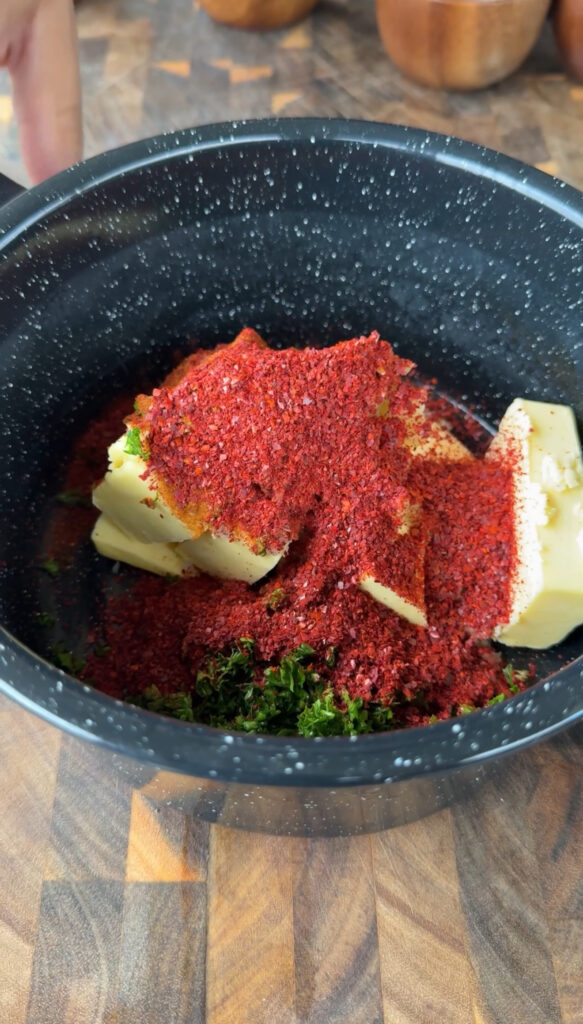 compound butter ingredients in the bowl