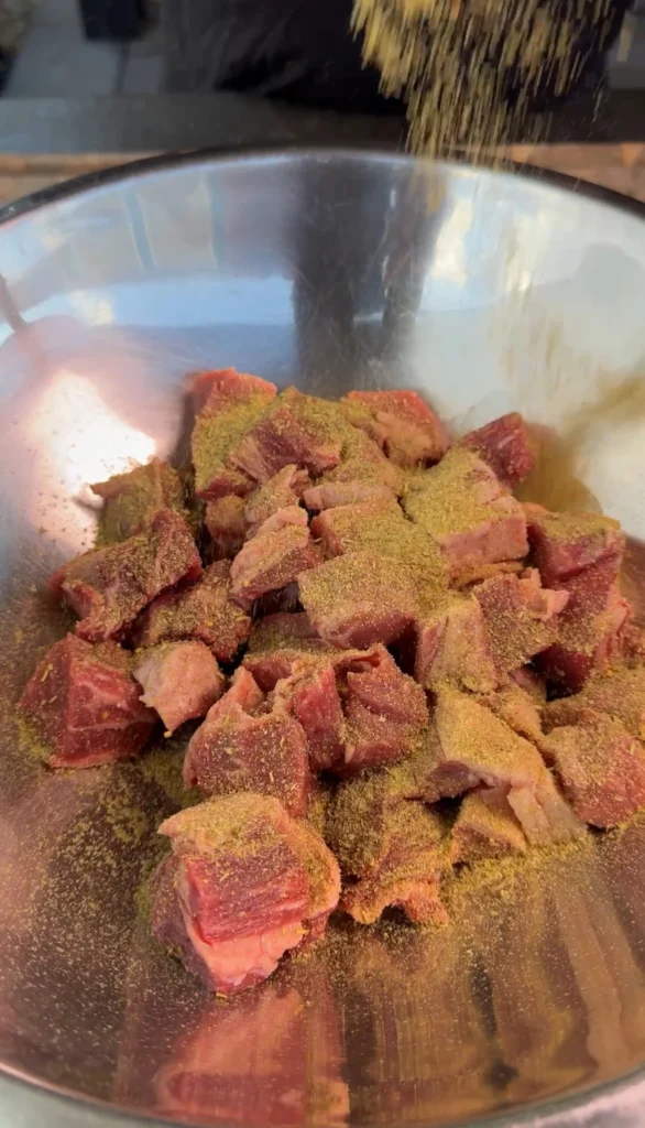 seasoned ribeye in a bowl