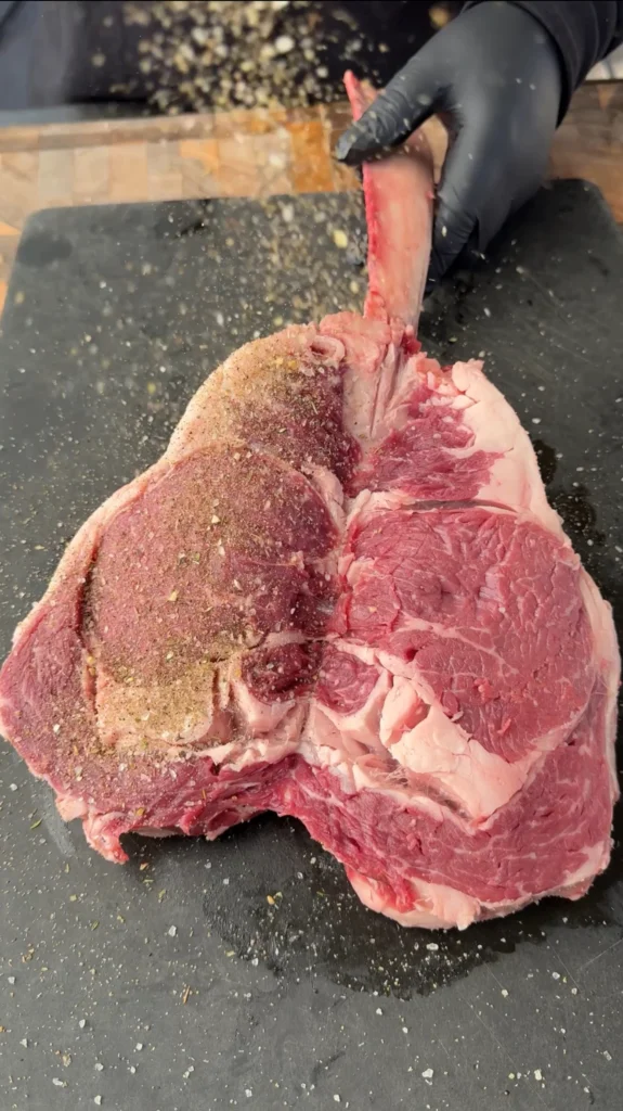 sliced and seasoned ribeye