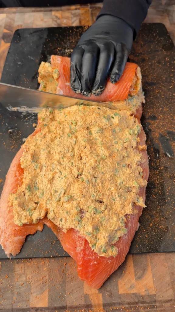 seasoned and filling on the salmon