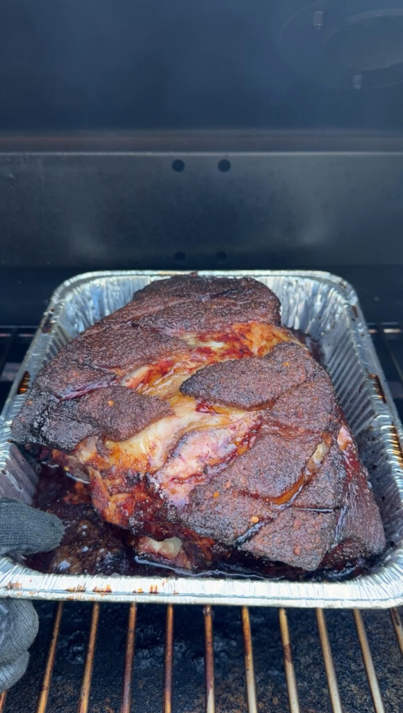 hot and fast pulled pork in a pan