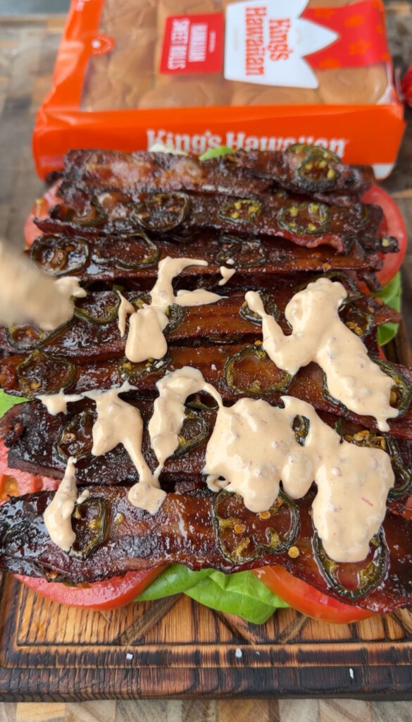 candied bacon with chipotle aioli on the buns