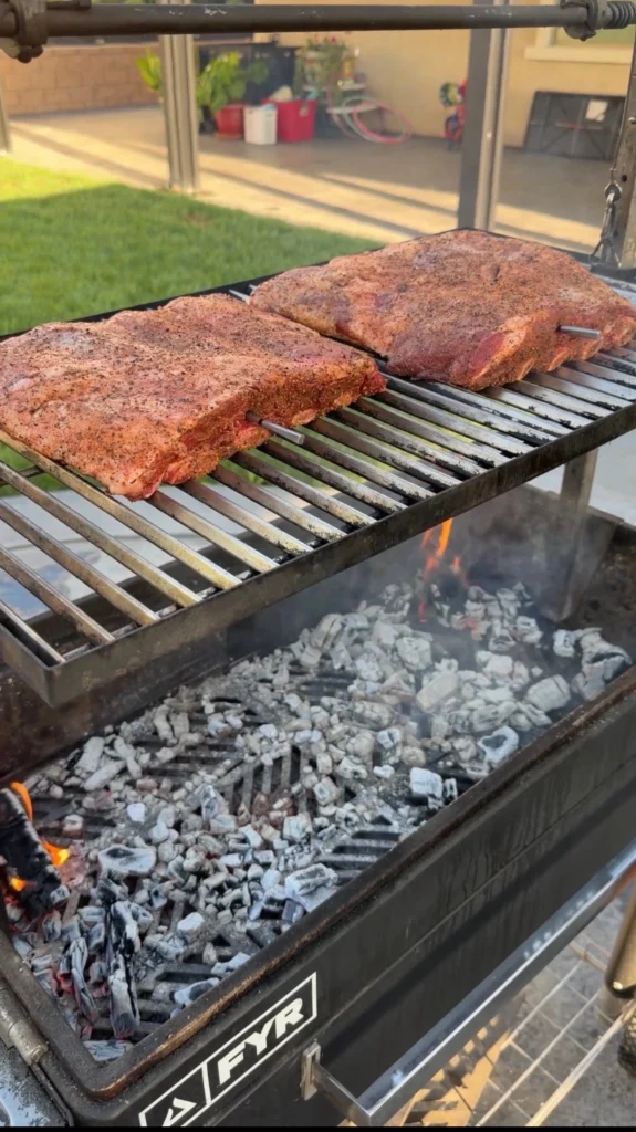 ribs being cooked santa maria style