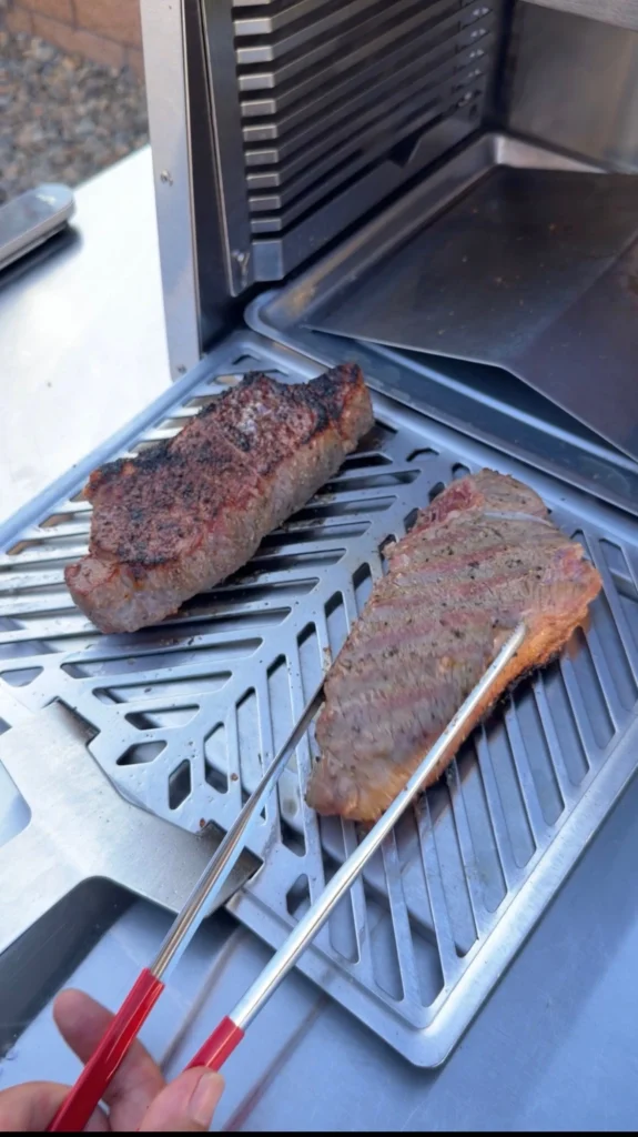 infrared cooker with two new york strip