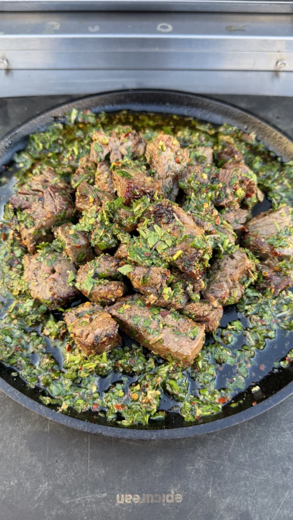 grilled steak bites with chimichurri