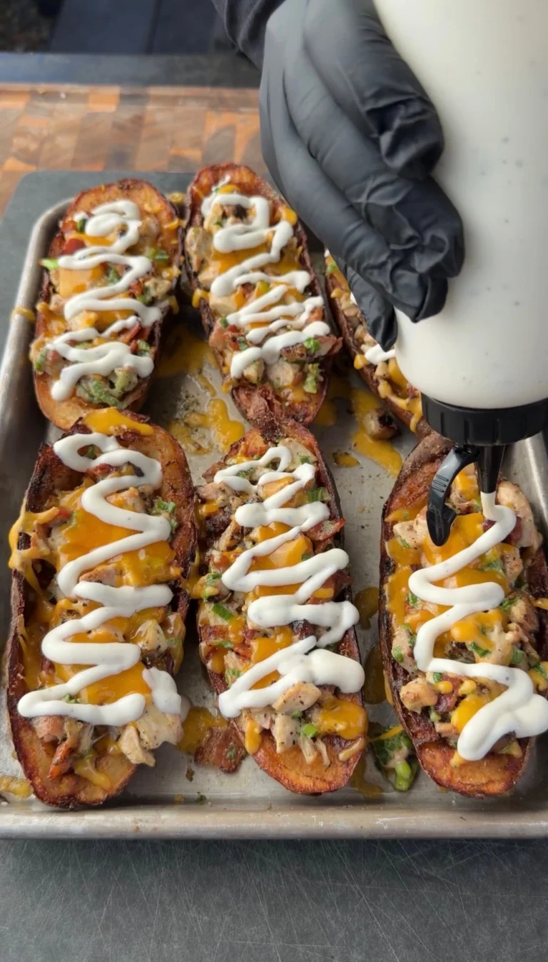 Chicken Bacon Ranch Loaded Potato Skins