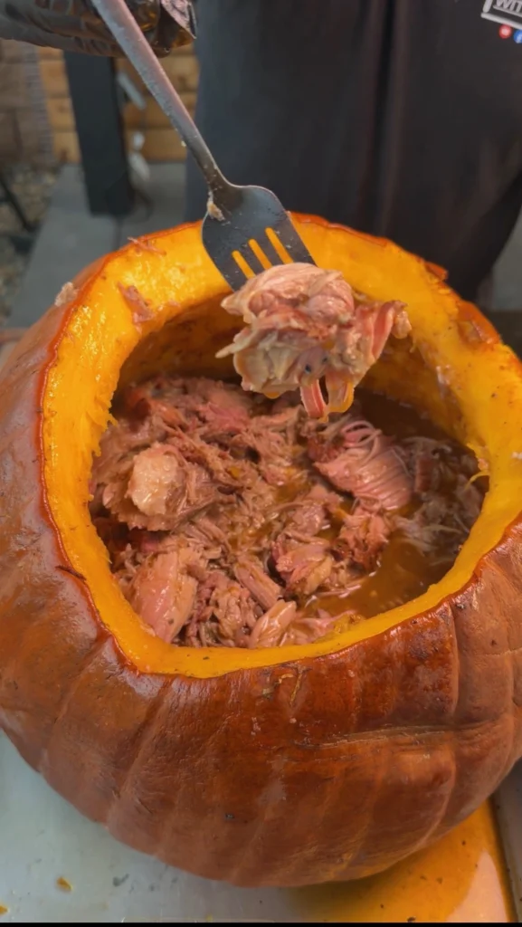 pulled pork in a pumpkin