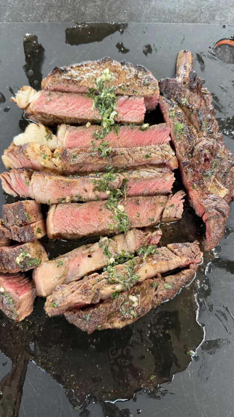 Grilled Cowboy Steaks with Smoky Garlic Herb Butter