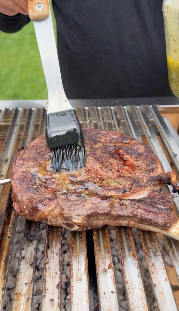 seared steaks with garlic butter