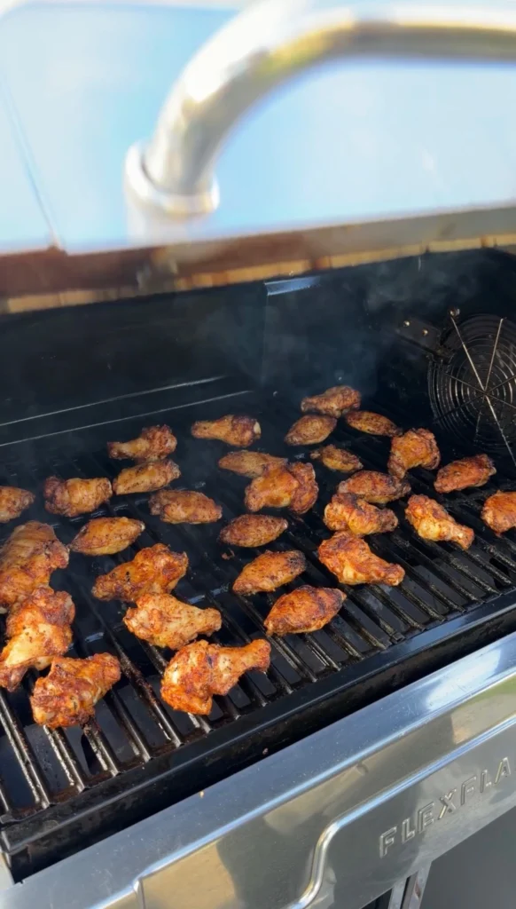grilled chicken wings on the smoker