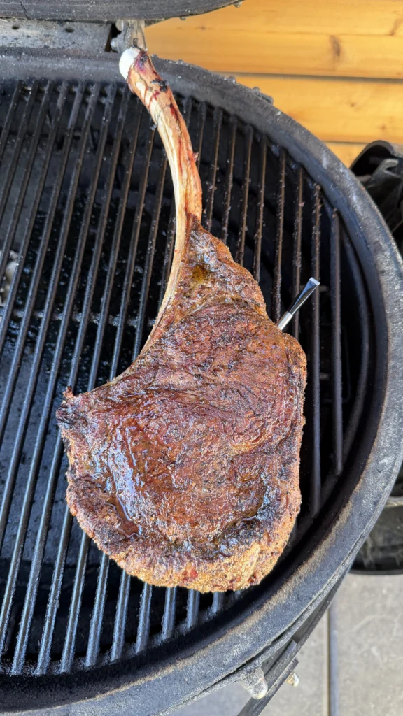 seared ribeye on the smoker
