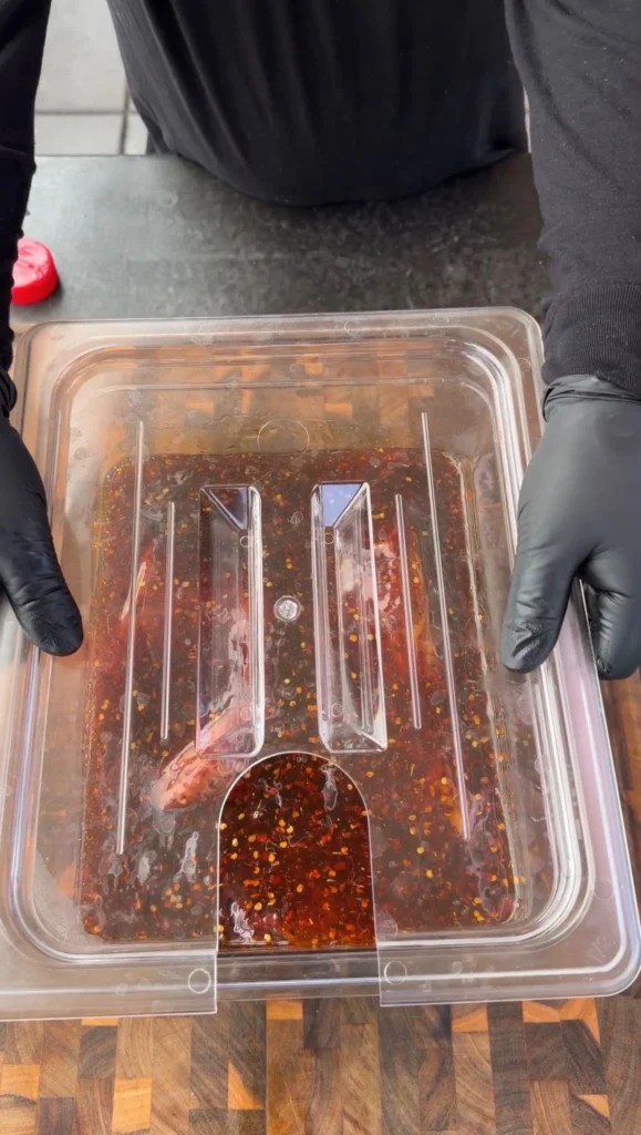 submerged tri tip in the sauce