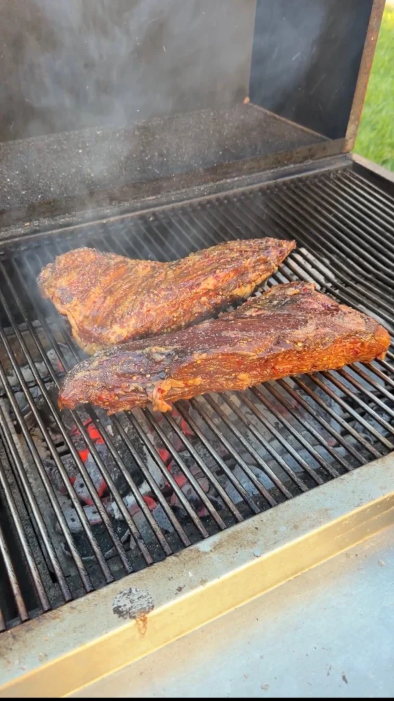 seared tri tip on the grill